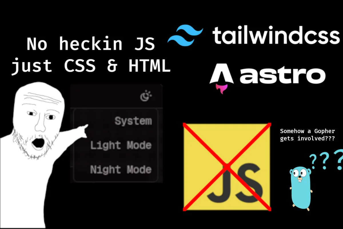 A nice looking HTML and CSS only Theme Selector that requires no JS with TailwindCSS and Astro.